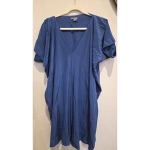Vince Women's Silk V-Neck Knee Length Dress Blue Size M Tunic